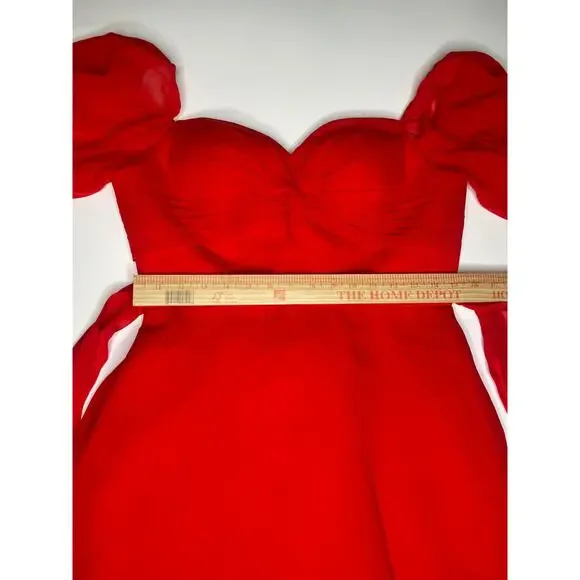 UGC Stunning Crimson Red Floor-Length Evening Gown - Sweetheart Neckline - Picture 7 of 10